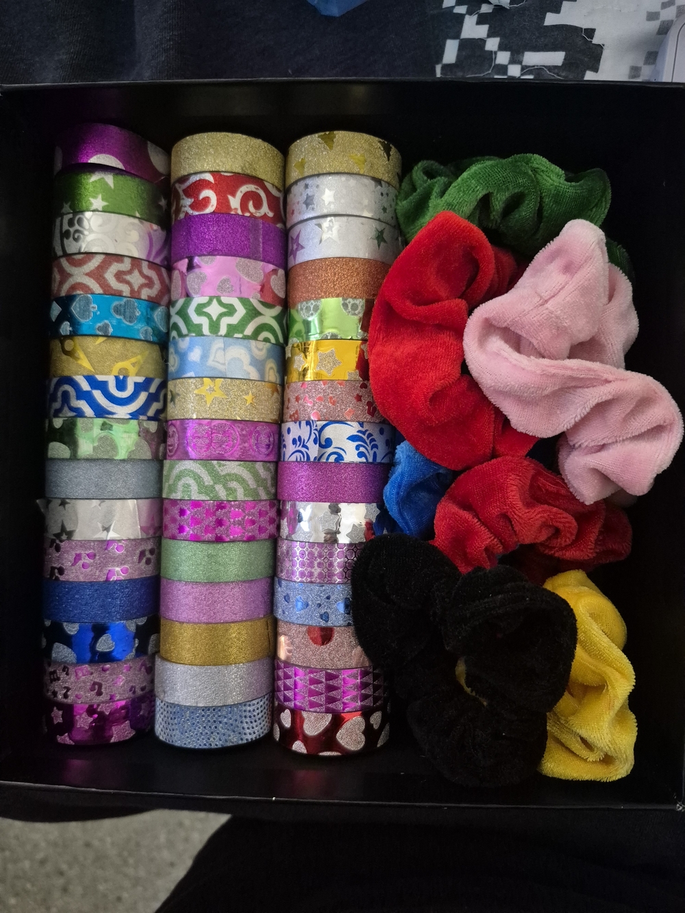 Assorted Decorative Washi Tape and 7 Assorted Scrunchies - Multicolor
